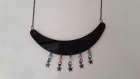 Collier chaine bronze collier ethnique connecteur noir et perles colorés a271