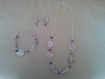 Parure pièces martelés et perles violettes   a536