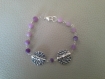 Parure pièces martelés et perles violettes   a536