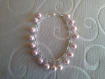 Bracelet argenté perles de nacre rose pale a543