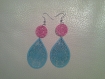 Boucles d oreille filigrane rose et bleu a582