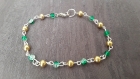 Bracelet finesse perles vertes et or a600