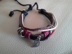 Bracelet  cuir suédine corde breloque feuille a854
