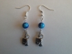 Boucles d oreille argenté parfum perles bleues a896