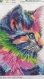 Toile chat multicolore style mosaïque 