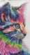 Toile chat multicolore style mosaïque 