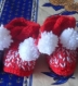 Chaussons pompom rouge 