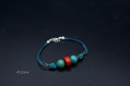 Bracelet - turquoise,corail,os sur fil de coton - collection ethnique