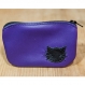 Porte-monnaie en cuir violet motif tête de chat