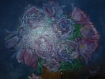 Magnifique peinture a l'huile bouquet de roses Épanouies shabby chic
