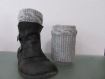 Boot cuffs, guetres,chaussettes grises perles fantaisies