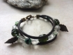 Bracelet ethnique multirangs en perles de verre et cordon cuir 