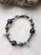 Bracelet ethnique en perles de verre et pierres naturelles 