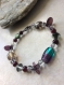 Bracelet ethnique en perles de verre et pierres naturelles 