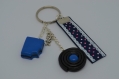 Porte-clés bonbons anglais bleus fimo 
