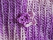 Bandeau de tÊte hiver / headband mauve avec fleur fait au crochet bÉbÉ 0-12 mois