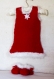 Ensemble robe rouge et blanche de mÈre noel avec flocon et chaussons bebe 6-9 mois