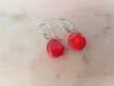 Petites boucles d'oreilles argent massif 925 et corail rouge,discrete,mignon,élégant,liberty,romantique,glamour,cerise,amour,love