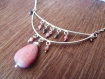 Collier argent lune et pierre fines naturelles rhodonite rose-romantique-pampille-bohème-breloque-collier goutte-féminine-unique-original