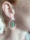 Boucles d'oreilles argent massif 925,perle de jade vert,cercle,anneau,créole,originale,clou,grosse,puce,cercles d'argent,silver earrings