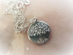 Collier médaille arbre de vie gravé+ chaine argent massif 925 - nature-végétal-foret-indémodable-arabesque-cadeau-spirale-porte bonheur-