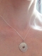 Collier pendentif cabochon cornaline argent texturé-patiné-pierre naturelle-médaille-rosace-poétique-finesse-rond-soleil-ancien-ethnic jewel