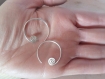 Créoles boucles d'oreilles argent,or rose,laiton,spirale,minimaliste,argent massif martelé,graphique,anneaux,sterling silver ring earrings