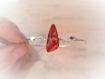 Bracelet argent massif+cristal swarovski triangle rouge cuivré,anneau,jonc,moderne,original,unique,carré,facette,brillant,cadeau,femme,chic