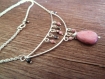 Collier argent lune et pierre fines naturelles rhodonite rose-romantique-pampille-bohème-breloque-collier goutte-féminine-unique-original