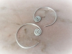 Créoles boucles d'oreilles argent,or rose,laiton,spirale,minimaliste,argent massif martelé,graphique,anneaux,sterling silver ring earrings