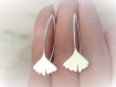 Boucles d'oreilles feuille de ginkgo biloba-argent massif 925-nature-végétal-printemps-été-zen-japonais-épuré-japonaise-asie-chance-bonheur