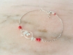 Bracelet femme argent 925 massif amour coeurs duo et perles de corail,rouge,love,couple,liberty,réglable,asymétrique,fait main,unique