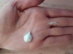 Collier perle blanche eau douce naturelle irrégulière,discret,délicat,vintage,brut,nylon,transparent,925,goutte,larme,rustique,antique,femme