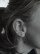 Boucles d'oreilles argent massif modernes,design,minimalistes,graphique raides et pierres hématites noires lentilles,originales,contemporain
