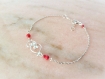 Bracelet femme argent 925 massif amour coeurs duo et perles de corail,rouge,love,couple,liberty,réglable,asymétrique,fait main,unique
