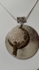 Collier dame sur la lune en bronze antique, disque en métal argenté dépoli
