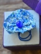 Barrette fleur pour chien bleue et blanche à fleurs non vernis