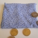 Porte monnaie tissu fleuri bleu fermeture scratch 