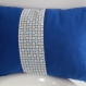 Housse de coussin 50x30 cm bleu motifs géométriques 