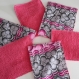Lot de 6 lingettes lavables coton/éponge; rose et gris 
