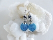 Boucles d'oreilles bleues , perles filet métal et perles cristal swarovski.