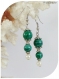 Boucles d'oreilles pierres naturelles malachites vertes , crochets argentés.