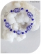 Bracelet en perles de verre bleues et cristal swarovski , fermoir toggle.