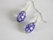 Boucles d'oreilles en perles de verre fantaisie bleues et transparentes. crochets argentés.