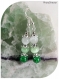Boucles d'oreilles perles de verre blanches et vertes. crochets argentés.