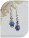 Boucles d'oreilles pierres naturelles aventurines bleues et cristal swarovski.