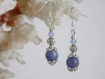 Boucles d'oreilles pierres naturelles aventurines bleues et cristal swarovski.