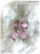 Boucles d'oreilles perles de verre roses et cadres métal.