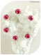 Bracelet perles nacrées rouges et cristal swarovski blanc .