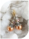 Boucles d'oreilles perles de verre et cristal swarovski orange.